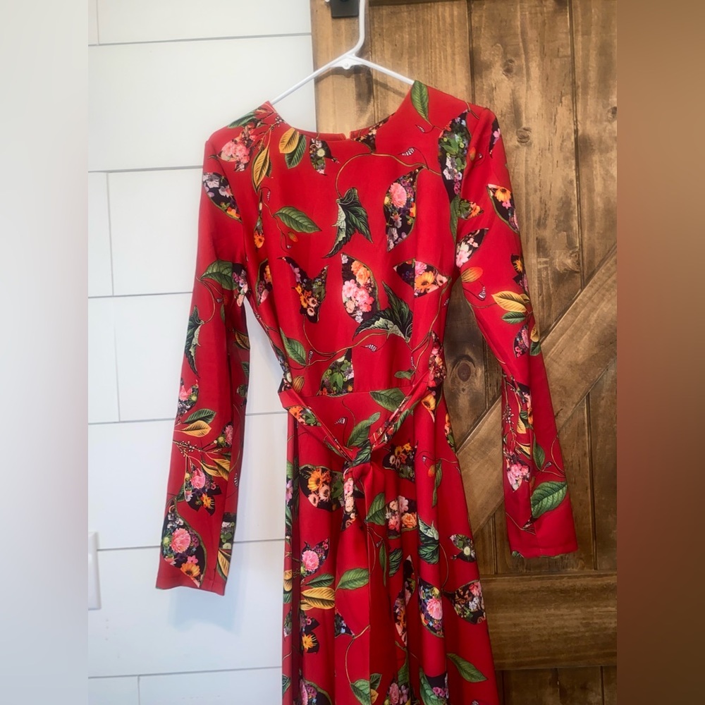 Custom red floral gown